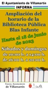 Ampliación del horario de la Biblioteca Municipal