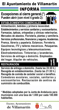 Excepciones al cierre general con nivel 4 y grado 2