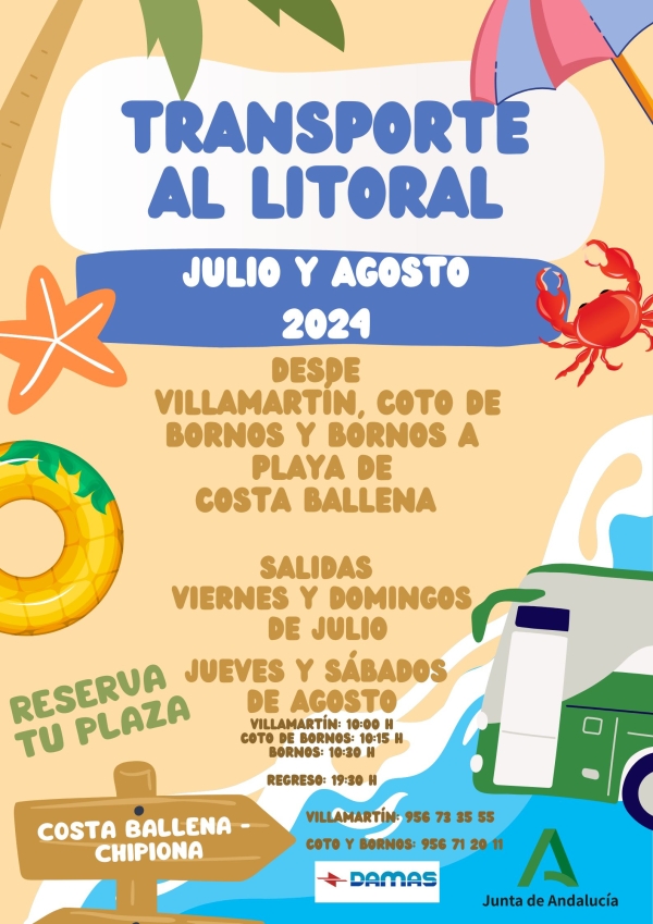 Este viernes comienza en Villamartín el programa estival “Transporte al litoral”