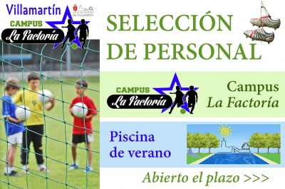 Abierta la selección de personal para la Piscina de verano y el Campus La Factoría